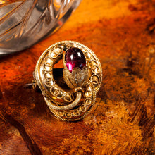 Load image into Gallery viewer, Antique Victorian 18ct Gold Garnet Cabochon Flower Bud Brooch - c.1880