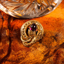 Load image into Gallery viewer, Antique Victorian 18ct Gold Garnet Cabochon Flower Bud Brooch - c.1880