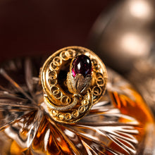 Load image into Gallery viewer, Antique Victorian 18ct Gold Garnet Cabochon Flower Bud Brooch - c.1880