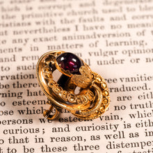 Load image into Gallery viewer, Antique Victorian 18ct Gold Garnet Cabochon Flower Bud Brooch - c.1880