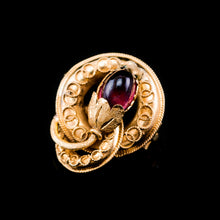 Load image into Gallery viewer, Antique Victorian 18ct Gold Garnet Cabochon Flower Bud Brooch - c.1880