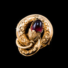 Load image into Gallery viewer, Antique Victorian 18ct Gold Garnet Cabochon Flower Bud Brooch - c.1880