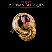 Load image into Gallery viewer, Antique Victorian 18ct Gold Garnet Cabochon Flower Bud Brooch - c.1880