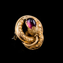 Load image into Gallery viewer, Antique Victorian 18ct Gold Garnet Cabochon Flower Bud Brooch - c.1880