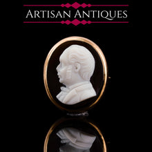 Load image into Gallery viewer, Antique Georgian/Victorian Hardstone Cameo with Engraved Gentleman's Portrait - c.1830-40