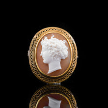Load image into Gallery viewer, Antique Victorian 15ct Gold Carved Shell Cameo with Figural Lady Head - c.1890