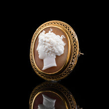 Load image into Gallery viewer, Antique Victorian 15ct Gold Carved Shell Cameo with Figural Lady Head - c.1890