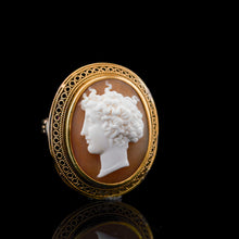 Load image into Gallery viewer, Antique Victorian 15ct Gold Carved Shell Cameo with Figural Lady Head - c.1890