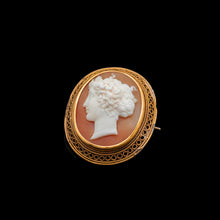 Load image into Gallery viewer, Antique Victorian 15ct Gold Carved Shell Cameo with Figural Lady Head - c.1890
