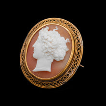 Load image into Gallery viewer, Antique Victorian 15ct Gold Carved Shell Cameo with Figural Lady Head - c.1890