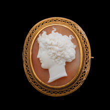 Load image into Gallery viewer, Antique Victorian 15ct Gold Carved Shell Cameo with Figural Lady Head - c.1890