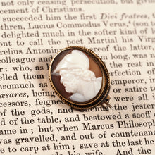 Load image into Gallery viewer, Antique Victorian 15ct Gold Carved Shell Cameo Brooch with "Menelaus" Head Greek Mythology - c.1880