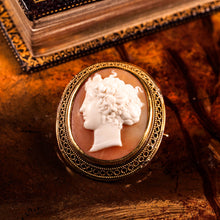 Load image into Gallery viewer, Antique Victorian 15ct Gold Carved Shell Cameo with Figural Lady Head - c.1890