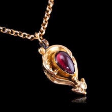 Load image into Gallery viewer, Antique Victorian 18ct Gold Garnet Cabochon Pendant Necklace - c.1840