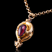 Load image into Gallery viewer, Antique Victorian 18ct Gold Garnet Cabochon Pendant Necklace - c.1840