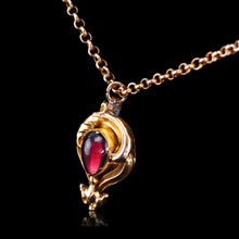 Load image into Gallery viewer, Antique Victorian 18ct Gold Garnet Cabochon Pendant Necklace - c.1840