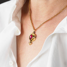 Load image into Gallery viewer, Antique Victorian 18ct Gold Garnet Cabochon Pendant Necklace - c.1840