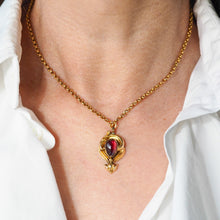 Load image into Gallery viewer, Antique Victorian 18ct Gold Garnet Cabochon Pendant Necklace - c.1840