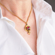 Load image into Gallery viewer, Antique Victorian 18ct Gold Garnet Cabochon Pendant Necklace - c.1840