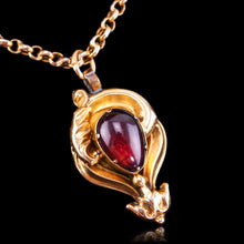 Load image into Gallery viewer, Antique Victorian 18ct Gold Garnet Cabochon Pendant Necklace - c.1840