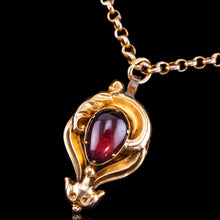 Load image into Gallery viewer, Antique Victorian 18ct Gold Garnet Cabochon Pendant Necklace - c.1840
