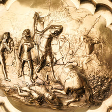 Load image into Gallery viewer, Antique Solid Silver Gilt Charger Sideboard Dish (50cm) with Figural Battle Scene - 19th Century