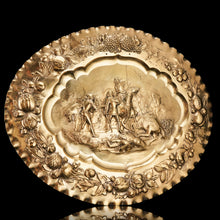 Load image into Gallery viewer, Antique Solid Silver Gilt Charger Sideboard Dish (50cm) with Figural Battle Scene - 19th Century