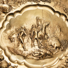 Load image into Gallery viewer, Antique Solid Silver Gilt Charger Sideboard Dish (50cm) with Figural Battle Scene - 19th Century