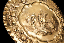 Load image into Gallery viewer, Antique Solid Silver Gilt Charger Sideboard Dish (50cm) with Figural Battle Scene - 19th Century