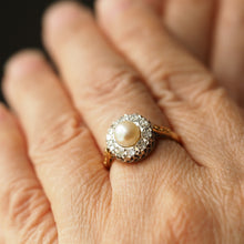 Load image into Gallery viewer, Antique Pearl & Diamond Cluster Ring 18ct Gold - c.1900s