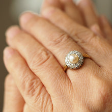 Load image into Gallery viewer, Antique Pearl & Diamond Cluster Ring 18ct Gold - c.1900s