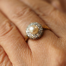 Load image into Gallery viewer, Antique Pearl & Diamond Cluster Ring 18ct Gold - c.1900s