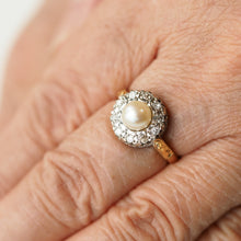 Load image into Gallery viewer, Antique Pearl & Diamond Cluster Ring 18ct Gold - c.1900s