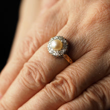 Load image into Gallery viewer, Antique Pearl & Diamond Cluster Ring 18ct Gold - c.1900s