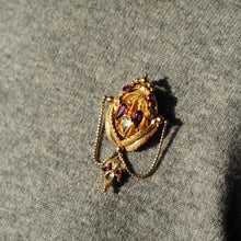 Load image into Gallery viewer, Antique Victorian 18K Gold Brooch/Pendant & Earrings Garnet & Chrysoberyl - Etruscan Revival c.1870