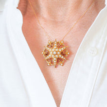Load image into Gallery viewer, Antique Victorian 18ct Gold Diamond Pearl Star Necklace/Pendant/Brooch - c.1890