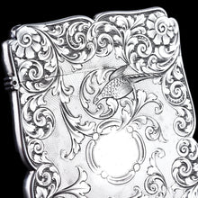 Load image into Gallery viewer, Antique Victorian Sterling Silver Card Case with Swan, Pheasants & Acanthus Engravings - Nathaniel Mills 1839