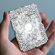 Load image into Gallery viewer, Antique Victorian Sterling Silver Card Case with Swan, Pheasants & Acanthus Engravings - Nathaniel Mills 1839