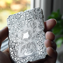 Load image into Gallery viewer, Antique Victorian Sterling Silver Card Case with Swan, Pheasants & Acanthus Engravings - Nathaniel Mills 1839