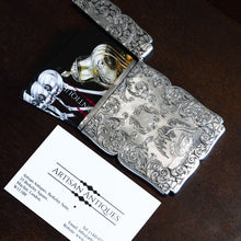 Load image into Gallery viewer, Antique Victorian Sterling Silver Card Case with Swan, Pheasants & Acanthus Engravings - Nathaniel Mills 1839
