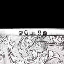 Load image into Gallery viewer, Antique Victorian Sterling Silver Card Case with Swan, Pheasants & Acanthus Engravings - Nathaniel Mills 1839