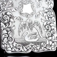 Load image into Gallery viewer, Antique Victorian Sterling Silver Card Case with Swan, Pheasants & Acanthus Engravings - Nathaniel Mills 1839
