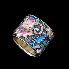 Load image into Gallery viewer, Antique Russian Silver Cloisonne Enamel Scarf/Napkin Ring - c.1900
