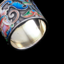 Load image into Gallery viewer, Antique Russian Silver Cloisonne Enamel Scarf/Napkin Ring - c.1900
