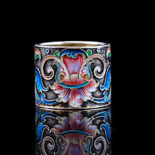 Load image into Gallery viewer, Antique Russian Silver Cloisonne Enamel Scarf/Napkin Ring - c.1900