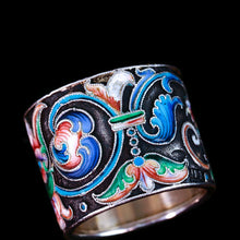 Load image into Gallery viewer, Antique Russian Silver Cloisonne Enamel Scarf/Napkin Ring - c.1900