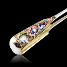 Load image into Gallery viewer, Antique Russian Silver Enamel Sugar Tongs Cloisonne- Maria Semenova c.1900 - Artisan Antiques