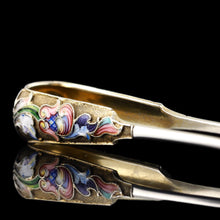 Load image into Gallery viewer, Antique Russian Silver Enamel Sugar Tongs Cloisonne- Maria Semenova c.1900 - Artisan Antiques