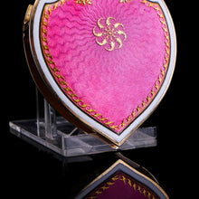 Load image into Gallery viewer, Antique Solid Silver Gilt Pink Enamel Guilloche Large Paper Clip - c.1880