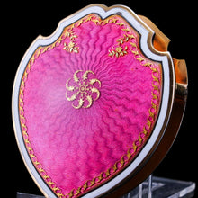 Load image into Gallery viewer, Antique Solid Silver Gilt Pink Enamel Guilloche Large Paper Clip - c.1880